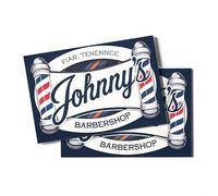 Girl Johnny's Barbershop - Tarjeta de visita moderna con poste de barbero, perfecta para barberos, peluquerías y peluquerías independientes, Blanco con Motivos Florales Rosas y Púrpuras, tamaño