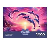 Girl Kissing Dolphin on Pier at Sunset Cartón Juego Desafiante, Relajarse Después del Trabajo Y Días Intensos 52x38cm/1000pcs