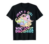 Girl Loves Dinosaurs Science Museum Kid Púrpura Rosa Cumpleaños Camiseta