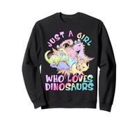 Girl Loves Dinosaurs Science Museum Kid Púrpura Rosa Cumpleaños Sudadera