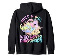 Girl Loves Dinosaurs Science Museum Kid Púrpura Rosa Cumpleaños Sudadera con Capucha