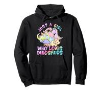 Girl Loves Dinosaurs Science Museum Kid Púrpura Rosa Cumpleaños Sudadera con Capucha