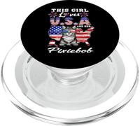 Girl Loves USA and Her Pixiebob Cat 4th of July Patriotic PopSockets PopGrip para MagSafe