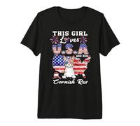 Girl Loves USA Her Cornish Rex Cat 4th of July Patriotic Camiseta Premium