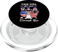 Girl Loves USA Her Cornish Rex Cat 4th of July Patriotic PopSockets PopGrip para MagSafe