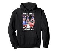 Girl Loves USA Her Cornish Rex Cat 4th of July Patriotic Sudadera con Capucha