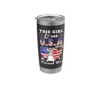 Girl Loves USA Her Cornish Rex Cat 4th of July Patriotic Vaso térmico de acero inoxidable de doble pared