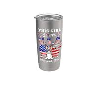 Girl Loves USA Her Cornish Rex Cat 4th of July Patriotic Vaso térmico de acero inoxidable de doble pared