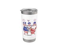 Girl Loves USA Her Cornish Rex Cat 4th of July Patriotic Vaso térmico de acero inoxidable de doble pared