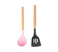 (Girl Powder - Magic Black)2 Pc Kitchen Utensil Set, Easy To Clean Wooden Kitchen Utensils, Cooking Utensils For Nonstick Cookware