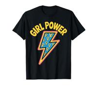 Girl Power Retro Lightning Feminist Art Bright Pop Style Camiseta