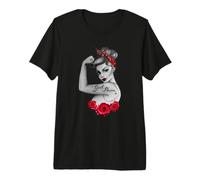 Girl Power Vintage Retro Pin Up Rosas Rojas RosieRiveter Style Camiseta Premium