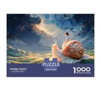 Girl Sits on The Bckof N Oversized Snil 1000 Pcs Ökopapier Puzzle Girl Riding A Giant Snail Lebendige Bilder Familienspiel Puzzles Für Erwachsene Und Kinder 70x50cm/1000pcs