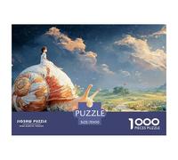 Girl Sits on The Bckof N Oversized Snil 1000 Pcs Ökopapier Puzzle Girl Riding A Giant Snail Lebendige Bilder Kreatives Spiel Puzzles Als Geburtstagsgeschenke 70x50cm/1000pcs
