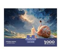Girl Sits on The Bckof N Oversized Snil 1000 Pcs Ökopapier Puzzle Girl Riding A Giant Snail Lebendige Bilder Kreatives Spiel Puzzles Als Geburtstagsgeschenke 52x38cm/1000pcs