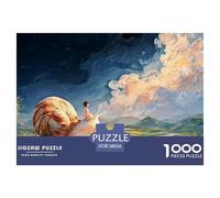 Girl Sits on The Bckof N Oversized Snil 1000 Pcs Ökopapier Puzzle Girl Riding A Giant Snail Stressabbau Kreatives Spiel Puzzles Für Erwachsene Und Kinder 38x26cm/1000pcs