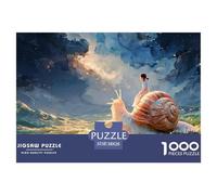 Girl Sits on The Bckof N Oversized Snil 1000 Pcs Premium-Karton Puzzle Girl Riding A Giant Snail Lebendige Bilder Familienspiel Puzzles Für Erwachsene Und Kinder 38x26cm/1000pcs