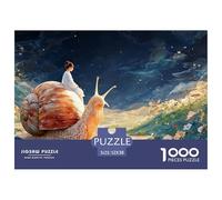 Girl Sits on The Bckof N Oversized Snil 1000 Pcs Premium-Karton Puzzle Girl Riding A Giant Snail Lebendige Bilder Familienspiel Puzzles Für Erwachsene Und Kinder 52x38cm/1000pcs