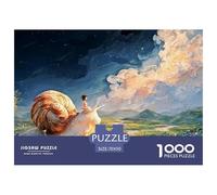 Girl Sits on The Bckof N Oversized Snil 1000 Stück Premium-Karton Puzzle Girl Riding A Giant Snail Stressabbau Familienspiel Puzzles Für Erwachsene Und Kinder 70x50cm/1000pcs