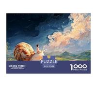 Girl Sits on The Bckof N Oversized Snil 1000 Stück Stabiler Karton Puzzle Girl Riding A Giant Snail Stressabbau Familienspiel Puzzles Als Geburtstagsgeschenke 52x38cm/1000pcs