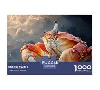 Girl Sitting on A Crab 1000 Pcs Ökopapier Puzzle Girl and Giant Crab Stressabbau Familienspiel Puzzles Als Geburtstagsgeschenke 38x26cm/1000pcs