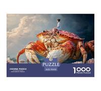 Girl Sitting on A Crab 1000 Pcs Stabiler Karton Puzzle Girl and Giant Crab Stressabbau Kreatives Spiel Puzzles Als Wohnaccessoires 70x50cm/1000pcs