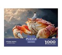 Girl Sitting on A Crab 1000 Stück Stabiler Karton Puzzle Girl and Giant Crab Lebendige Bilder Familienspiel Puzzles Für Erwachsene Und Kinder 70x50cm/1000pcs