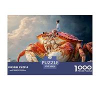 Girl Sitting on A Crab 1000 Stück Stabiler Karton Puzzle Girl and Giant Crab Stressabbau Familienspiel Puzzles Als Geburtstagsgeschenke 38x26cm/1000pcs