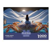 Girl Sitting on Crab 1000 Pcs Premium-Karton Puzzle Girl and Crab Stressabbau Kreatives Spiel Puzzles Als Wohnaccessoires 70x50cm/1000pcs