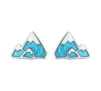Girl Trendy Iceberg Blue Enamel Stud Earrings Unique for Women Sterling Jewelry Gift