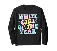 Girl White Girl of the Year Bold Funny Groovy Tie Dye Manga Larga