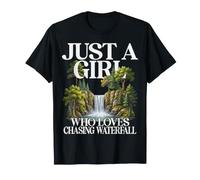 Girl Who Loves Chasing Waterfall River Nature Cute Design Camiseta