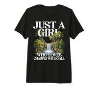 Girl Who Loves Chasing Waterfall River Nature Cute Design Camiseta Premium