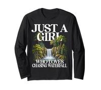 Girl Who Loves Chasing Waterfall River Nature Cute Design Manga Larga