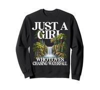 Girl Who Loves Chasing Waterfall River Nature Cute Design Sudadera