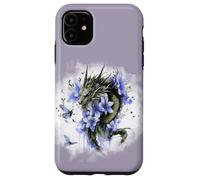 Girl Who Loves Dragons Purple Dragon Flower Butterfly Floral Carcasa para iPhone 11