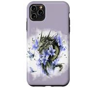 Girl Who Loves Dragons Purple Dragon Flower Butterfly Floral Carcasa para iPhone 11 Pro MAX