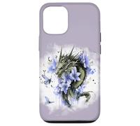 Girl Who Loves Dragons Purple Dragon Flower Butterfly Floral Carcasa para iPhone 12/12 Pro