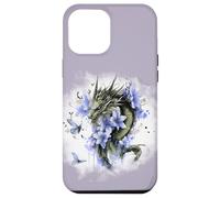 Girl Who Loves Dragons Purple Dragon Flower Butterfly Floral Carcasa para iPhone 12 Pro MAX