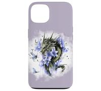 Girl Who Loves Dragons Purple Dragon Flower Butterfly Floral Carcasa para iPhone 13