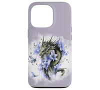 Girl Who Loves Dragons Purple Dragon Flower Butterfly Floral Carcasa para iPhone 13 Pro