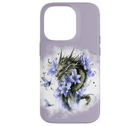 Girl Who Loves Dragons Purple Dragon Flower Butterfly Floral Carcasa para iPhone 14 Pro