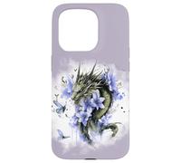 Girl Who Loves Dragons Purple Dragon Flower Butterfly Floral Carcasa para iPhone 15 Pro
