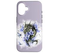 Girl Who Loves Dragons Purple Dragon Flower Butterfly Floral Carcasa para iPhone 16