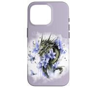 Girl Who Loves Dragons Purple Dragon Flower Butterfly Floral Carcasa para iPhone 16 Pro