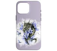 Girl Who Loves Dragons Purple Dragon Flower Butterfly Floral Carcasa para iPhone 16 Pro MAX