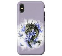 Girl Who Loves Dragons Purple Dragon Flower Butterfly Floral Carcasa para iPhone X/XS