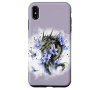 Girl Who Loves Dragons Purple Dragon Flower Butterfly Floral Carcasa para iPhone XS MAX