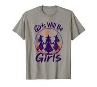 Girl Will Be Girls Witch Women Coven Crescent Moon Star Boho Camiseta