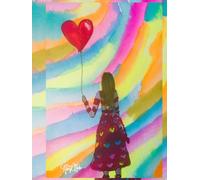 Girl With Balloon In Dream Sky, 200 Unlined, Star Detailed Page, 8x11, Hardcover Journal, Art Pad, Sketchbook, Drawing Book: Made With Hand-Drawn And ... By: Artist Mary Elisabeth Linder @ MaryEMade